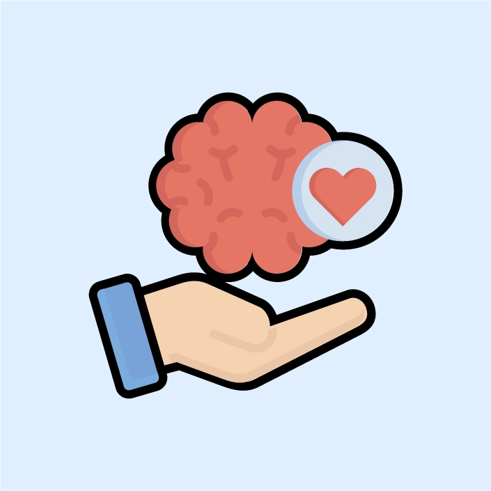 A heart and brain icon symbolizing mental health support and emotional regulation.